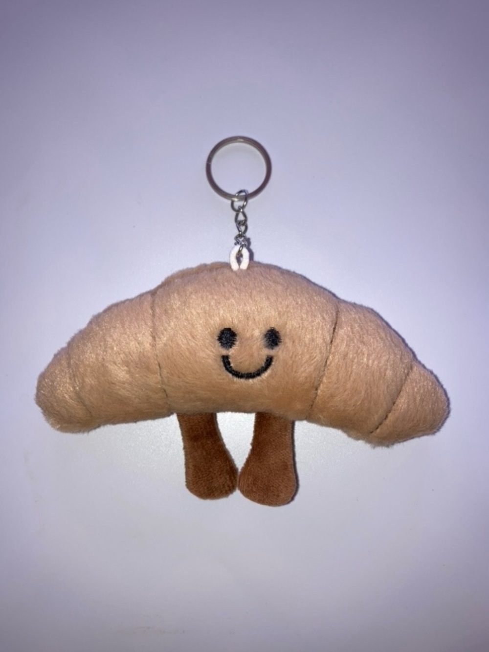 NEW super cute smiley croissant bag keychain charm with detachable key ring